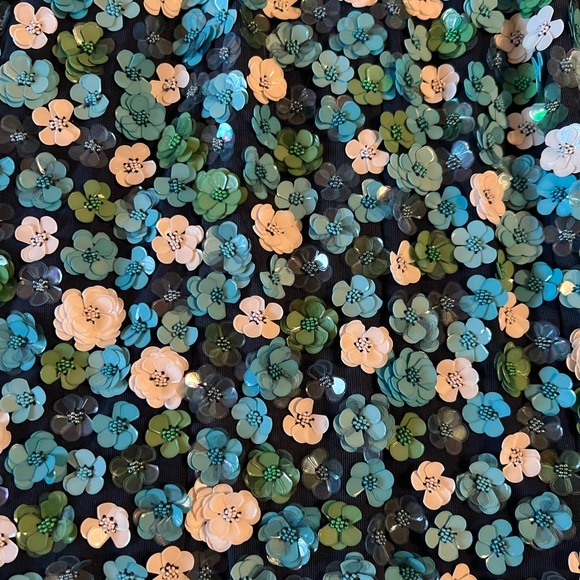 Michael Kors Collection Long Sleeve Blue Dress with Flower Sequin Details - Picture 3 of 5